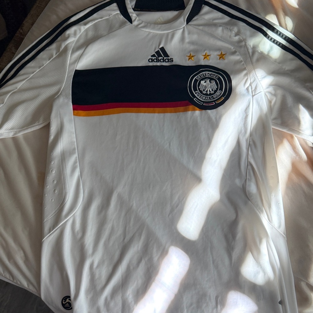 Adidas White Germany Soccer Jersey with Black and Red Accents